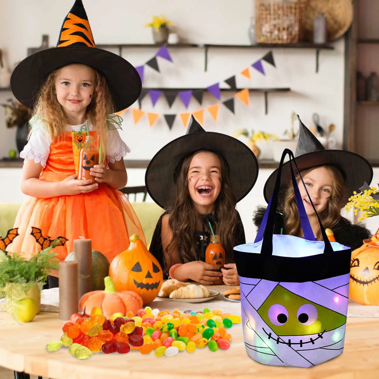 イベント・ハロウィングッズ|LEDライト付きハロウィントリックバスケット