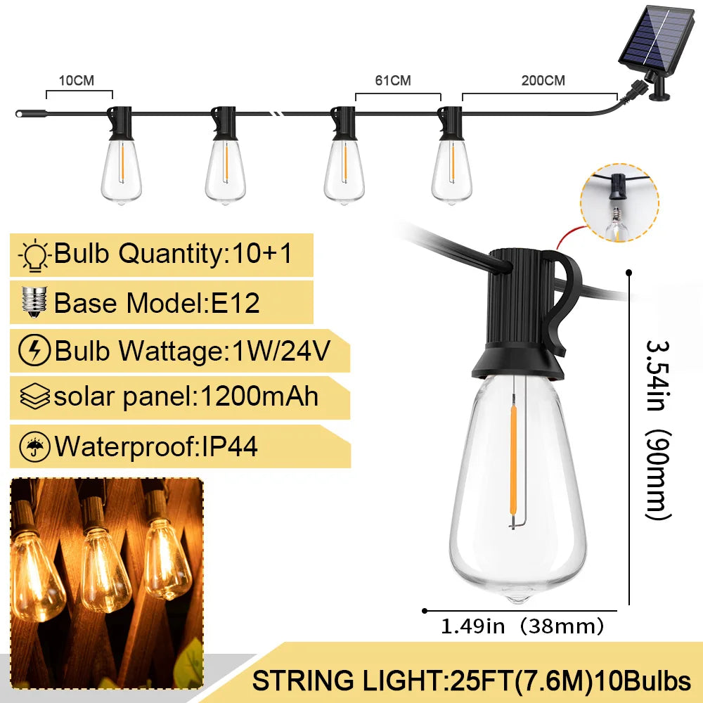 【屋外対応】ソーラーストリングライト ST38 LED