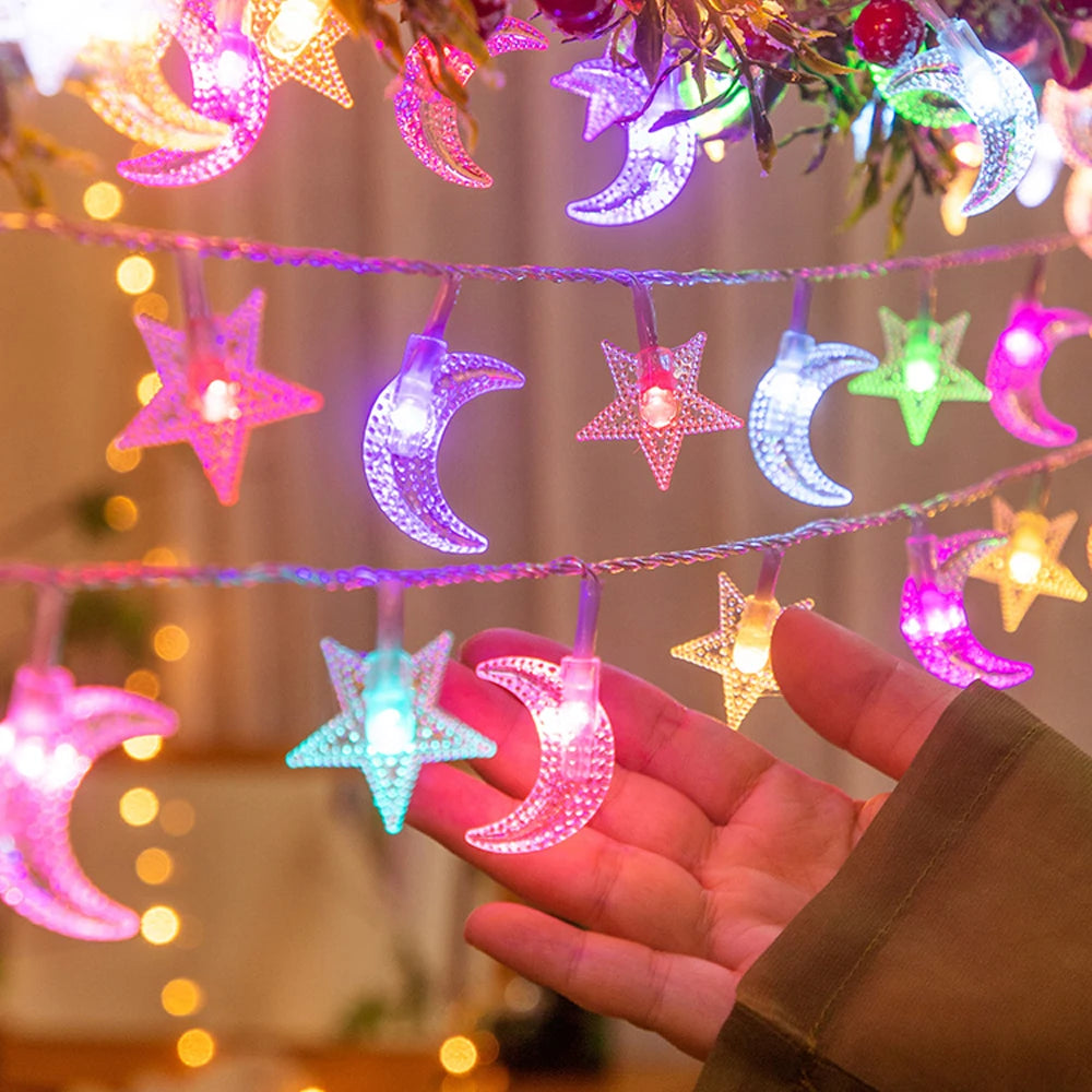 イベント・クリスマス装飾|星と月の電池式装飾ライト、屋内外用