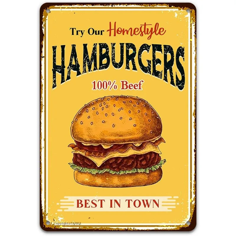 ファーストフードヴィンテージブリキ看板