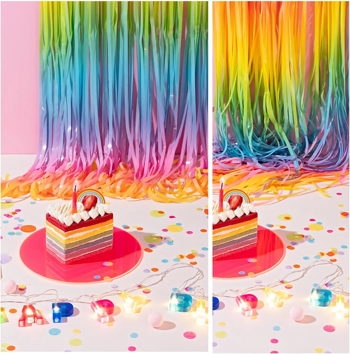 パーティー・インテリア用装飾 レインボーカラーカーテン 1M×2M ホイル素材