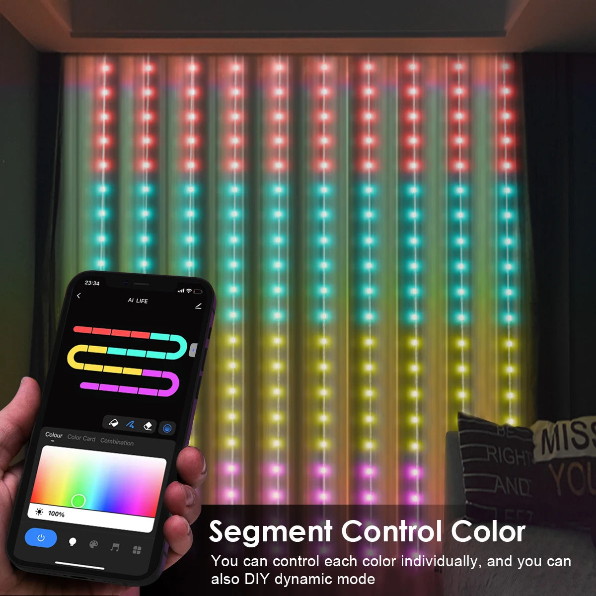 カーテンライト|イベント・クリスマス装飾|LED スマートカーテンライト(幅2M/3M)