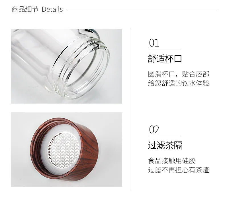 |イベント・ノベルティ用品 | 高品質二重ガラスティーボトル ケース付き