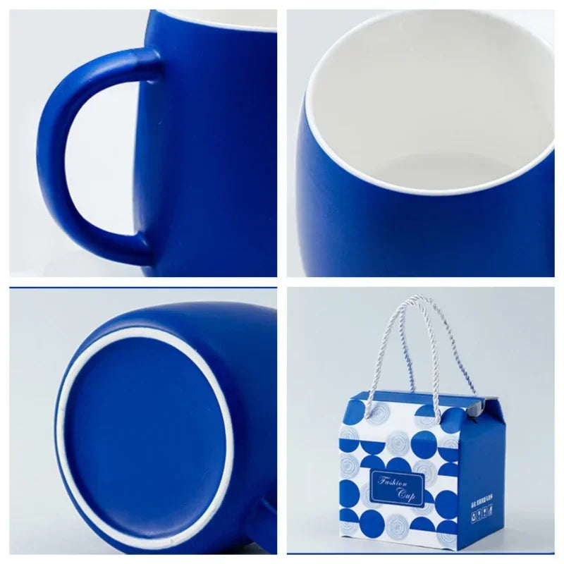|イベント・ノベルティ用品 | スプーン付きセラミック製ブルーマグカップ | 500ml