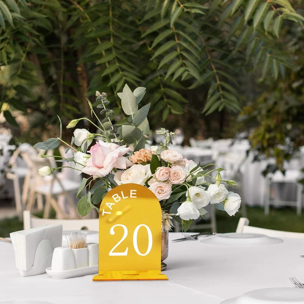 イベント・結婚式装飾|アクリルゴールドミラーウェディングテーブルナンバー