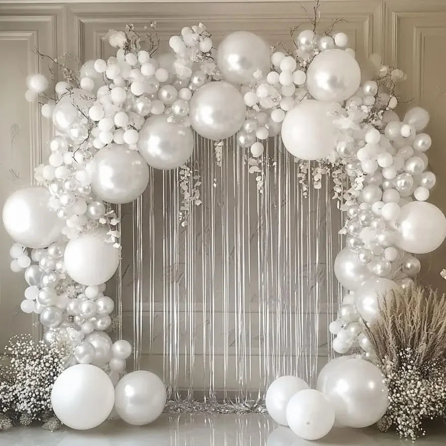 パールホワイト ダブルバルーンガーランドアーチキット