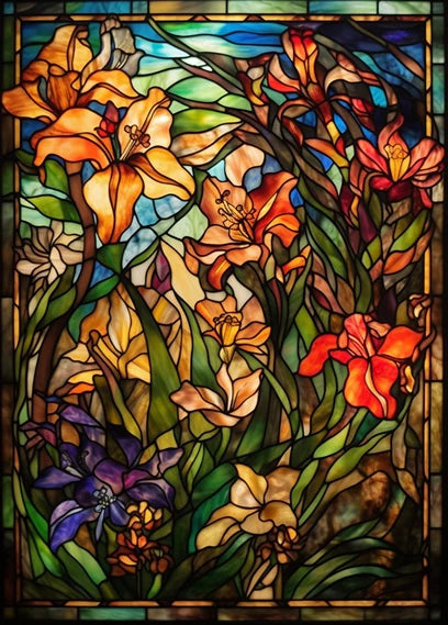 ステンドグラス教会風 ウィンドウフィルム(UVカット・静電気吸着タイプ)