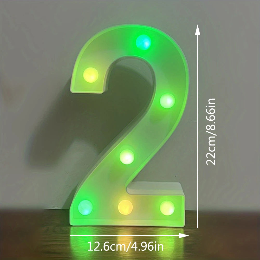 【LED装飾】LEDライト・デコレーションライト(アルファベット/数字)マルチカラー 22cm