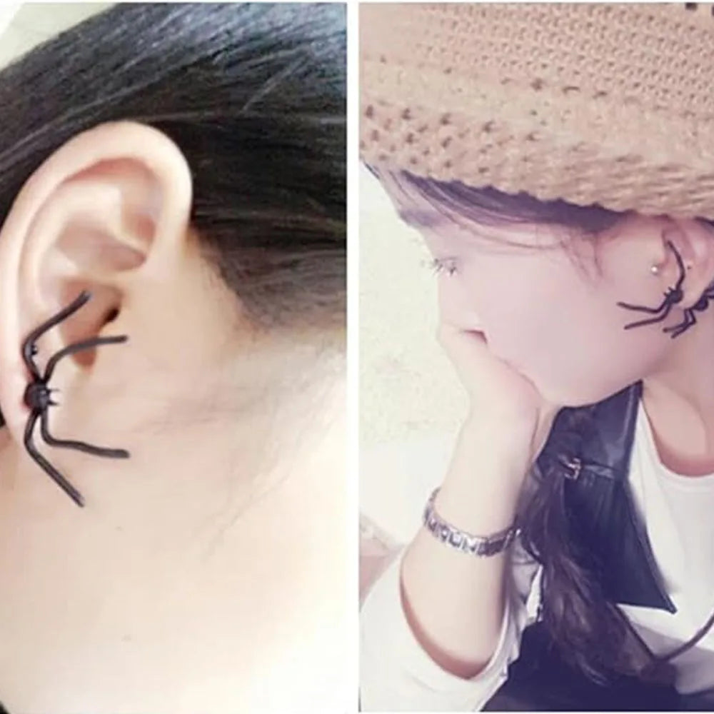 3D不気味な黒蜘蛛ピアス