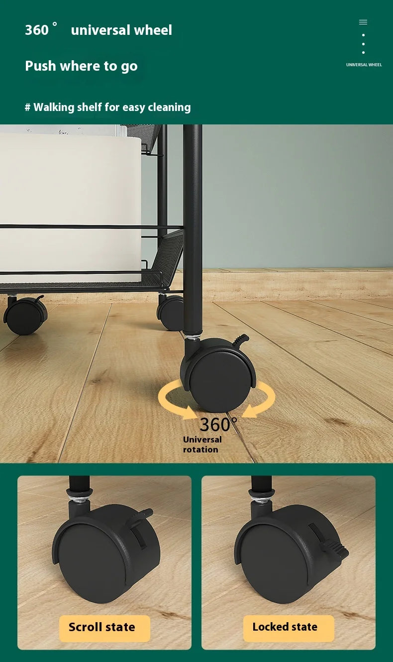 ネット什器多機能キャスター付きトロリーラック