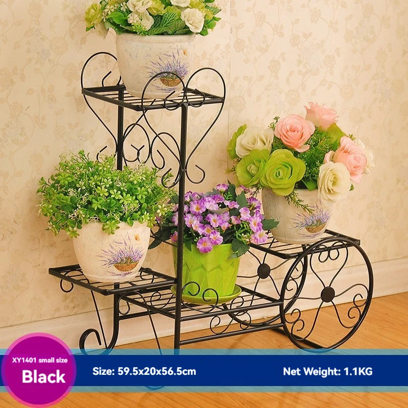 ガーデン・インテリア装飾|アイアン製かわいい花車型フラワースタンド