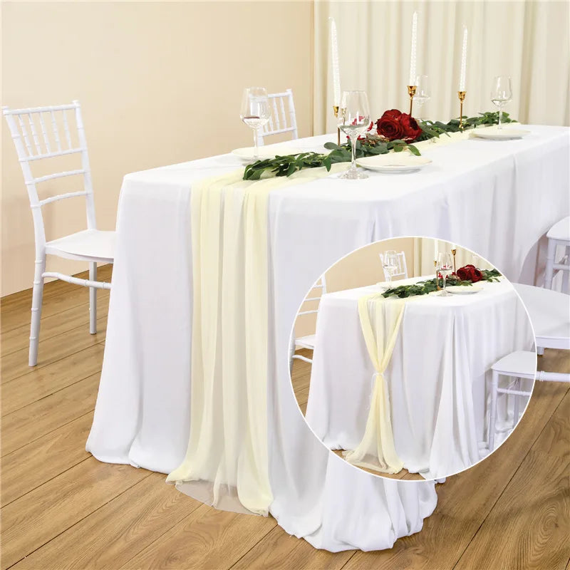 インテリア・パーティ装飾 | シフォンテーブルランナー| 全長1.8m/3m/4m/6m/8m