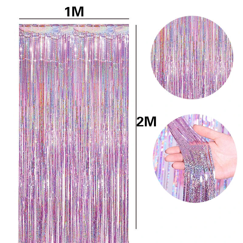 パーティー・インテリア用装飾 キラキラ!ホイル素材カーテン 2Pセット 光反射
