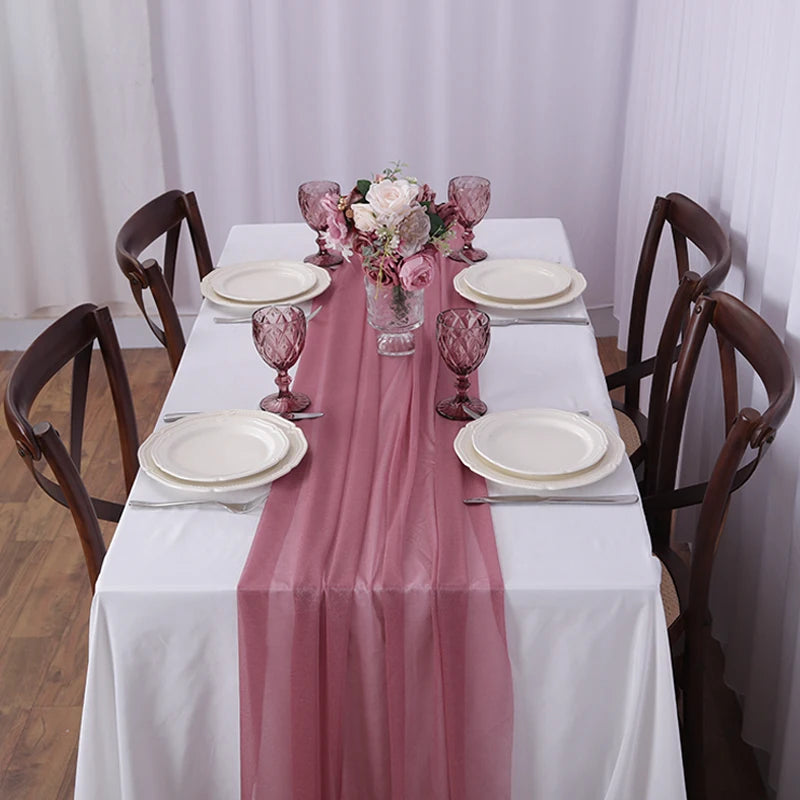 インテリア・パーティ装飾 | シフォンテーブルランナー |1.8/3/6/10m