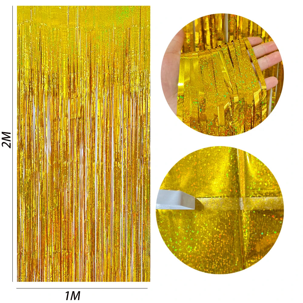 パーティー・インテリア装飾 キラキラ!カーテン 波型/ストレート型 2種類