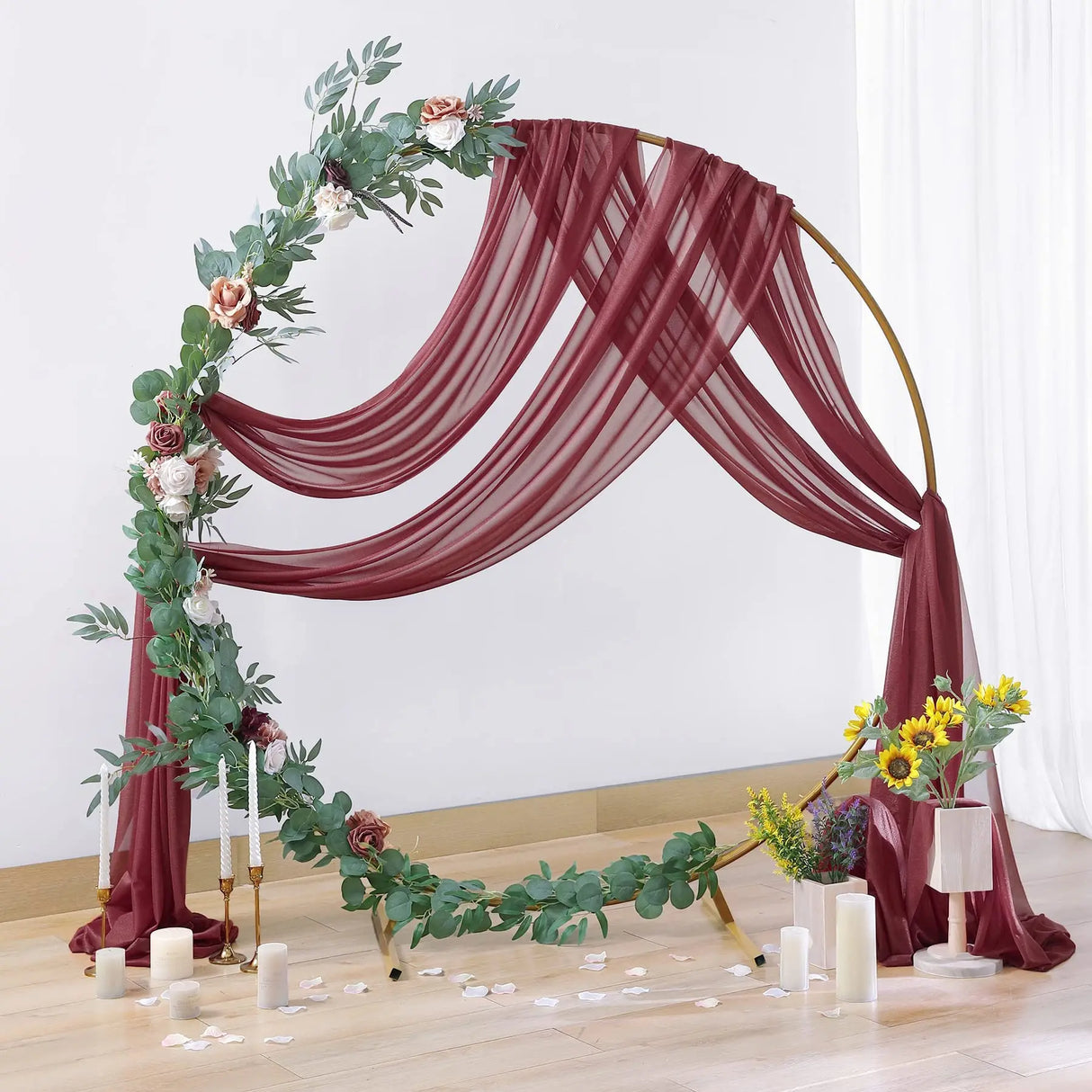 ウェディングアーチ用シフォン生地ドレープ