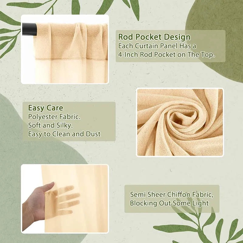 エレガントなシアーカーテン 背景デコレーション