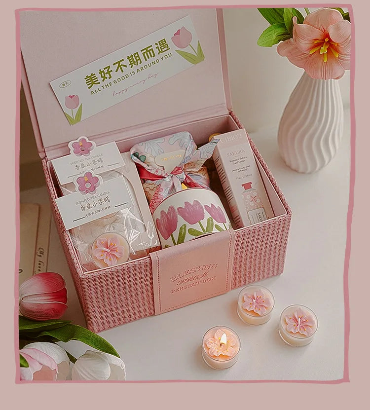 ピンクピーチブロッサム香りのティーライトキャンドル4個セット