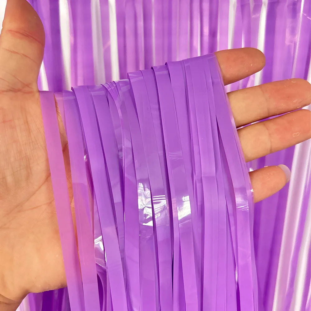 パーティー・インテリア装飾 メタリックカラーカーテン 幅1M 長さ1M/2M/3M フリンジタイプ