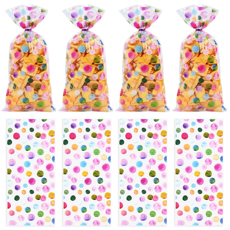 |イベント・ノベルティ用品 | レインボー水玉柄ギフトバッグ 25/50枚セット | W14.4×H27.5㎝