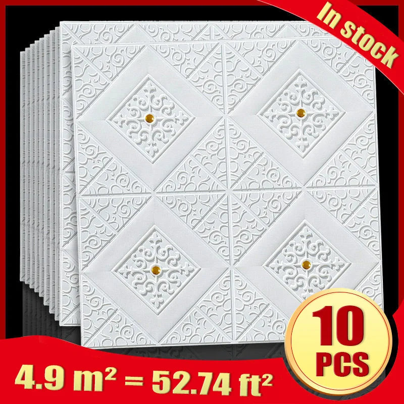 DIY用 3Dアンティーク調タイル風ステッカー 70x70cm 5pcs/10pcs 防水性
