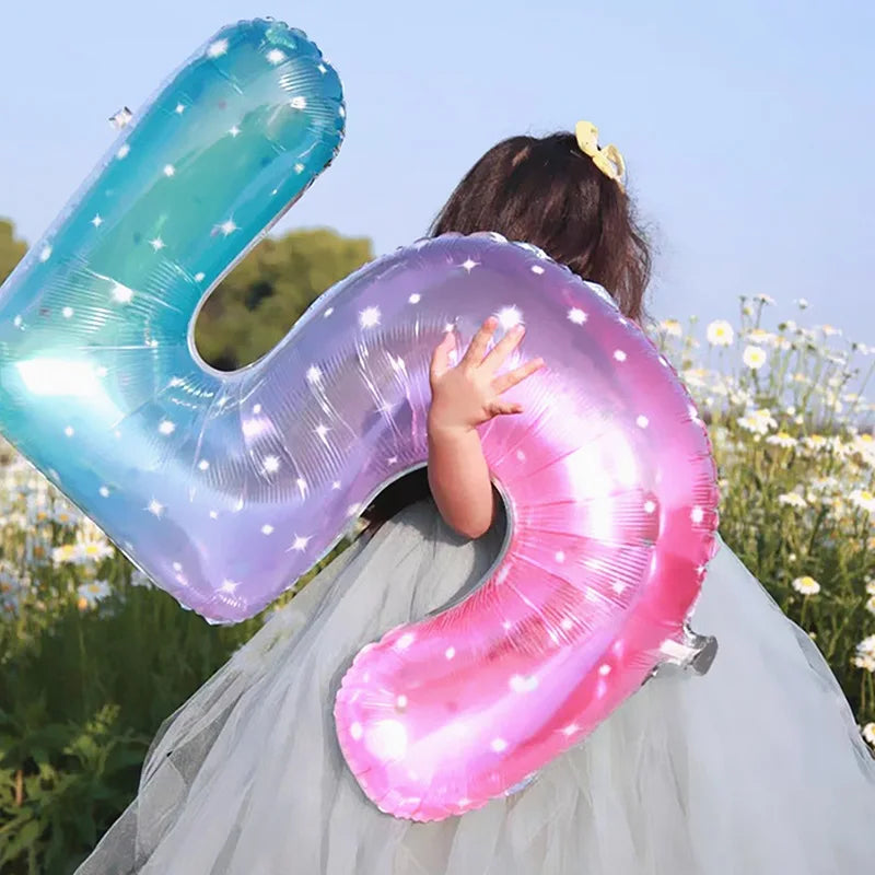 イベント・クリスマス装飾|グラデーションレインボー数字バルーン(ナンバーバルーン)