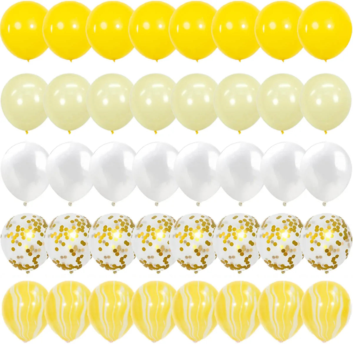 イベント・バルーン装飾|紙吹雪入り・イエローミックスバルーンセット(40個)