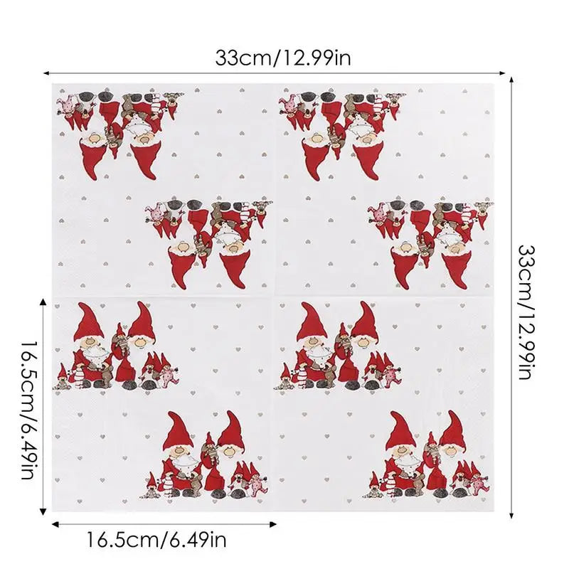 |クリスマスグッズ・ ノベルティ用品 | サンタ柄ナプキン 20枚入り| 33x33c