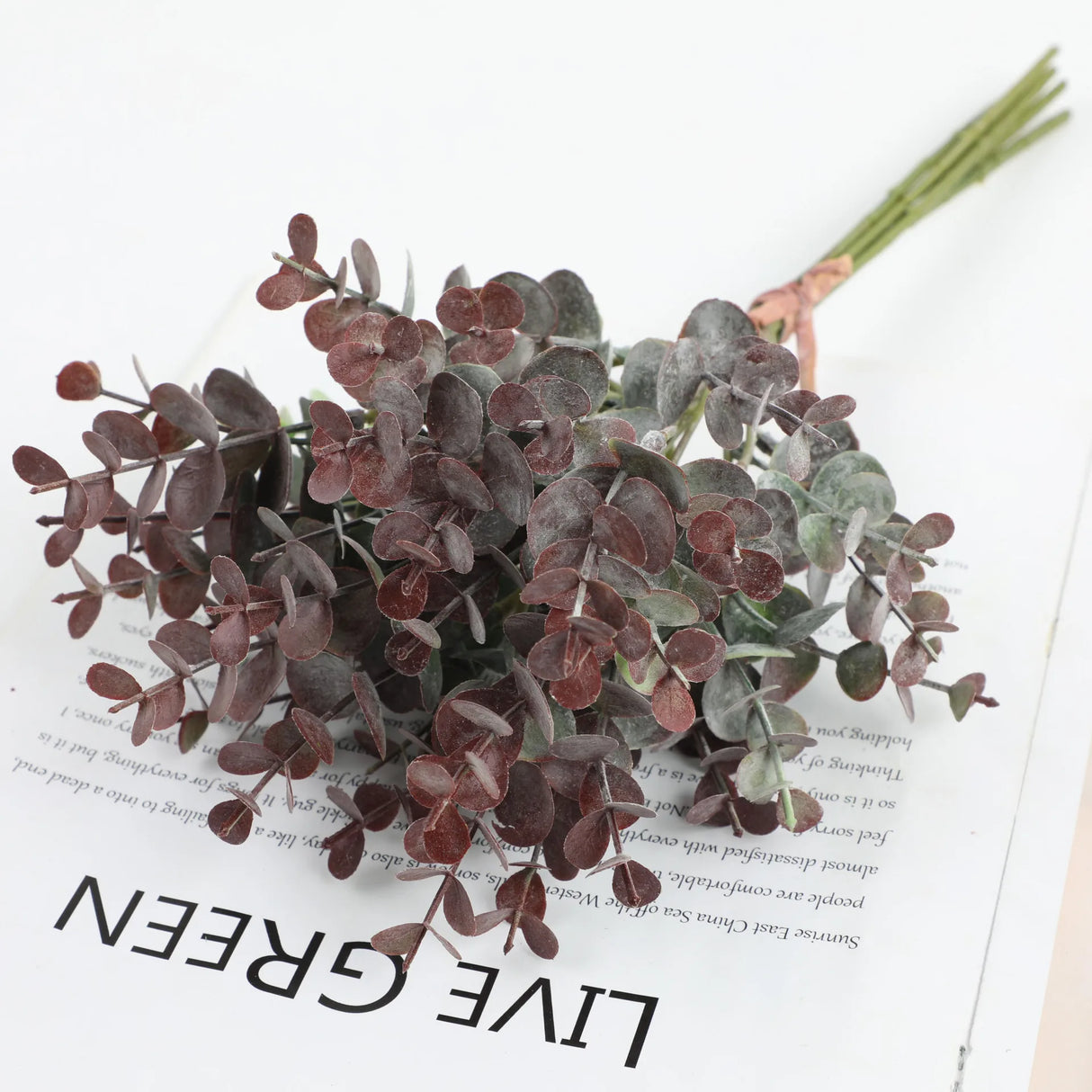 パーティー・インテリア装飾|フェイクグリーンユーカリの枝 6本セット(約37cm)