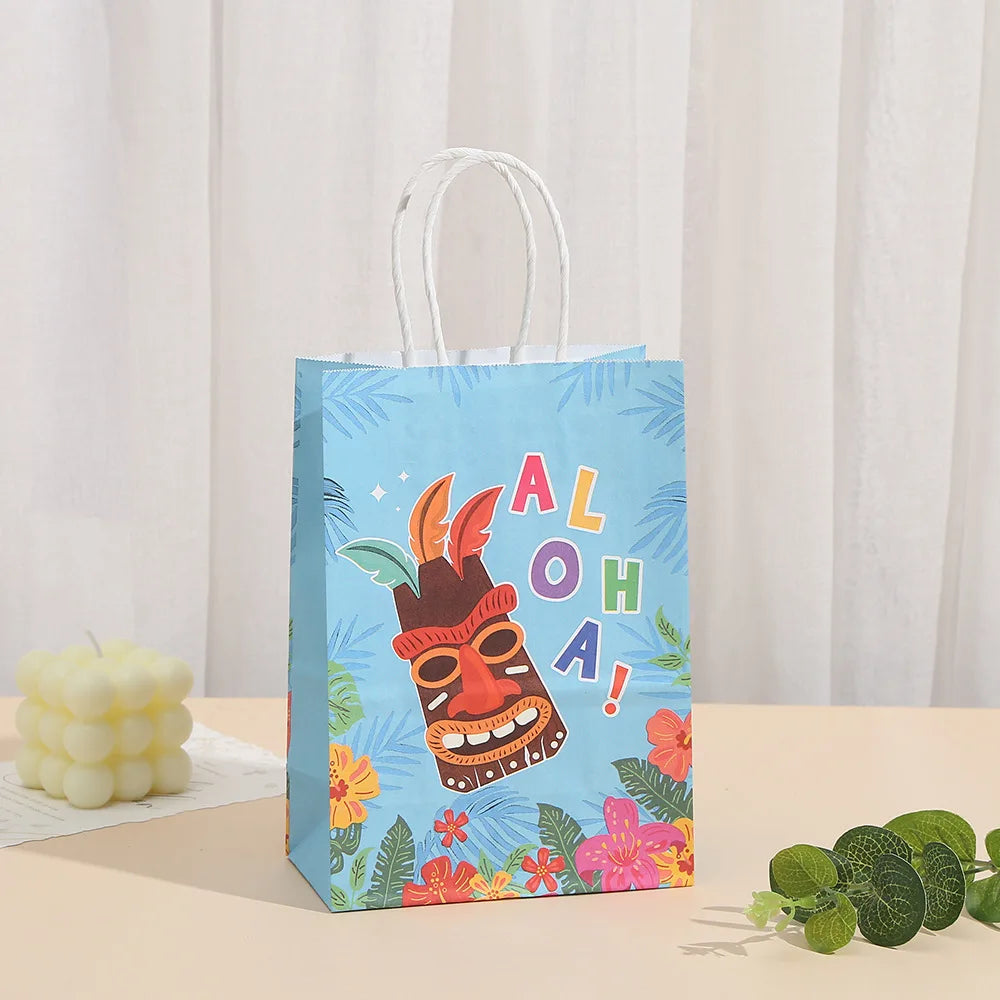 |ノベルティ用品 | ハワイアンプリントギフトバッグ 4個セット | 21x15x8cm