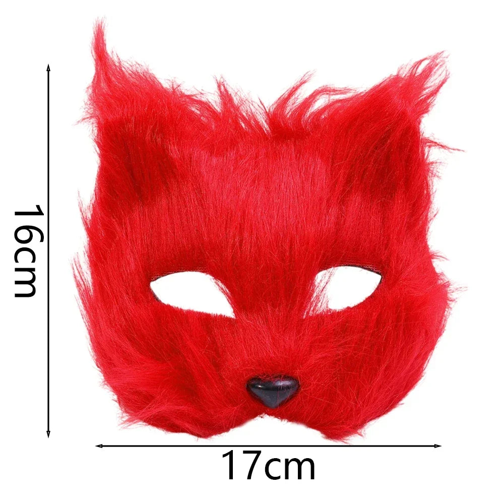 イベント・ハロウィングッズ|ファー素材キツネ型ハーフマスク