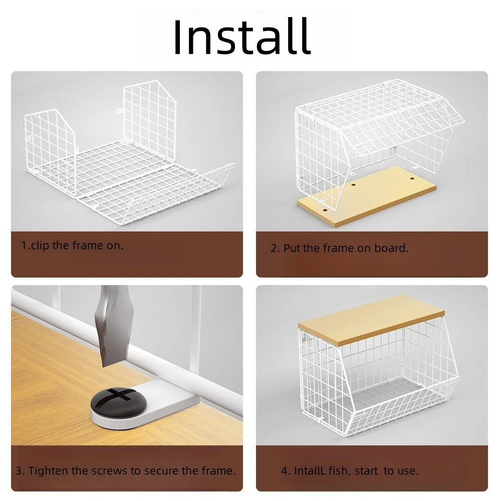 木製蓋付きワイヤーバスケット収納