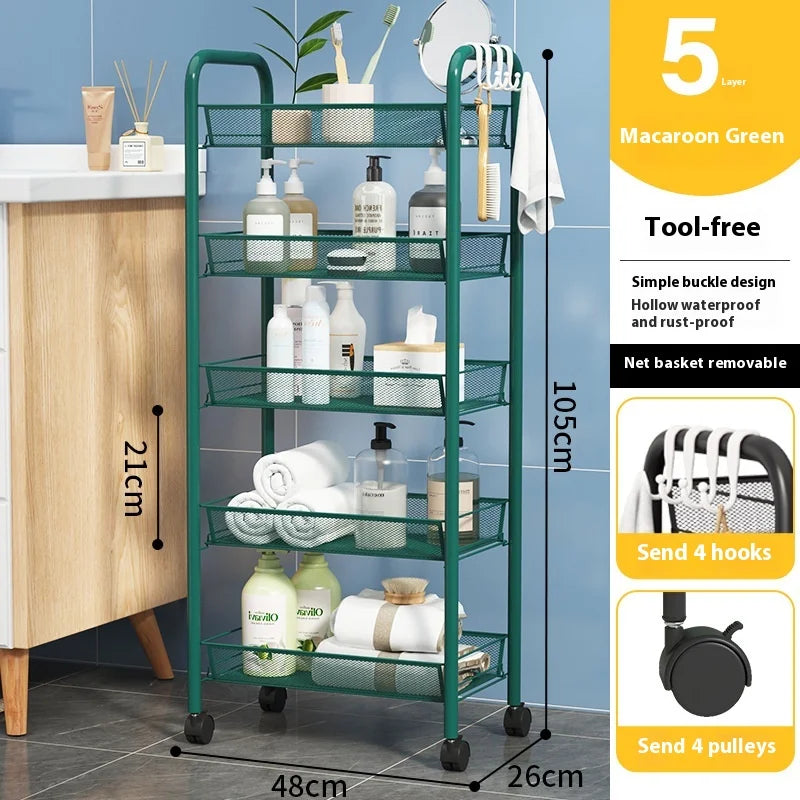 ネット什器多機能キャスター付きトロリーラック