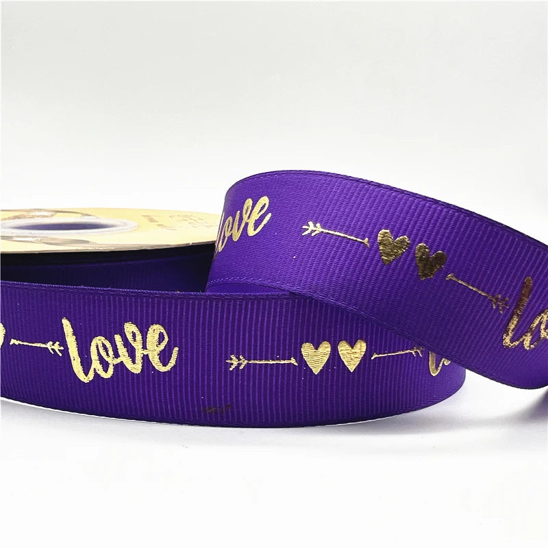 グログラン LOVEリボン 25mm 幅 5ヤード