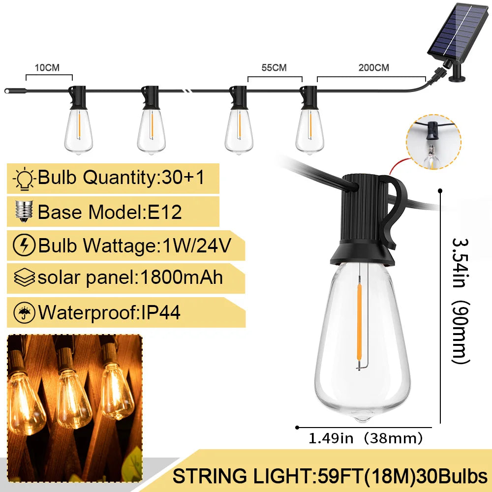 【屋外対応】ソーラーストリングライト ST38 LED