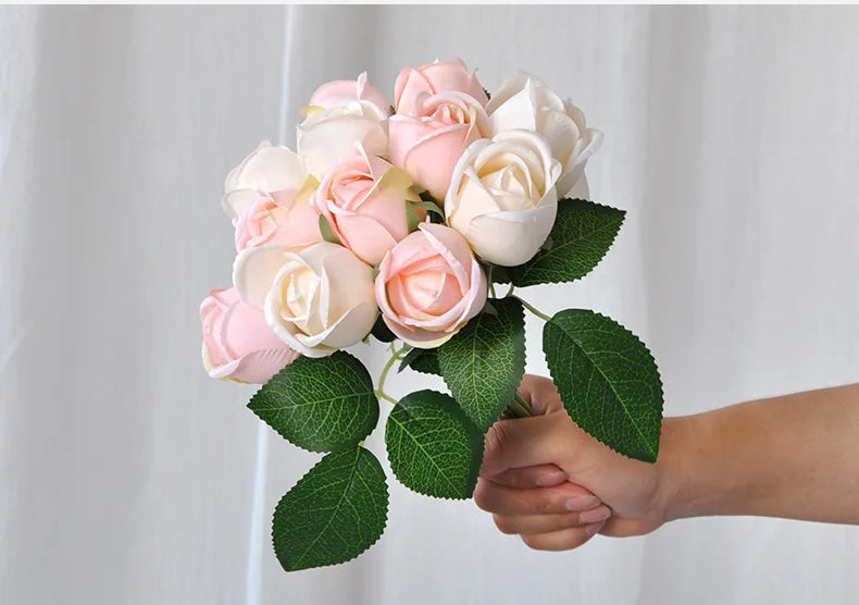 パーティー・インテリア装飾|造花シルクローズブーケ(25cm)