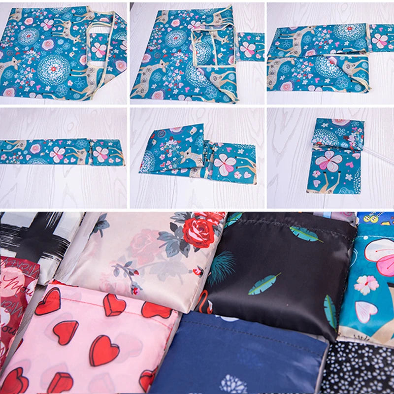 |ノベルティ用品 | コンパクト収納 花柄エコバッグ | 44×40c