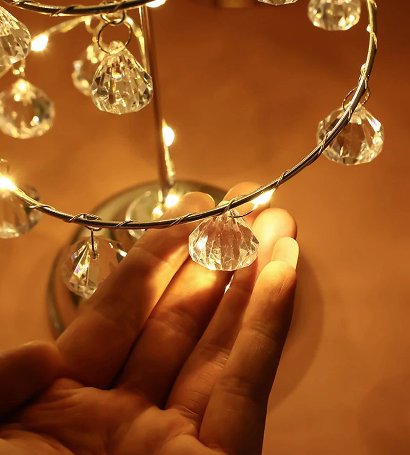 モチーフライト|イベント・パーティー装飾|LED クリスタルツリーテーブルランプ(高さ33c) 電池式