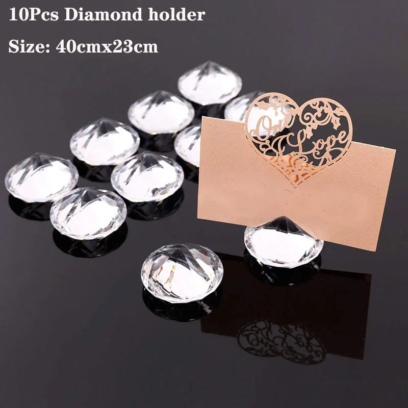 イベント・結婚式装飾|プレースカードホルダー10個セット 天然木製 ダイヤモンド型