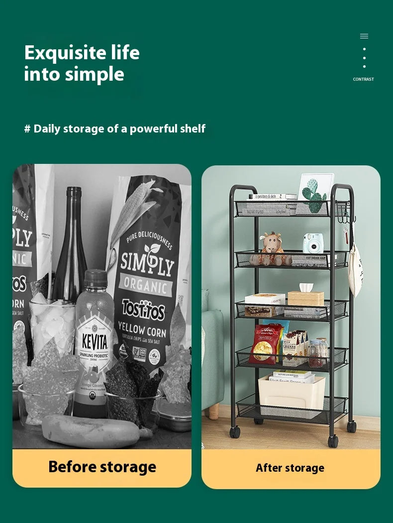 ネット什器多機能キャスター付きトロリーラック