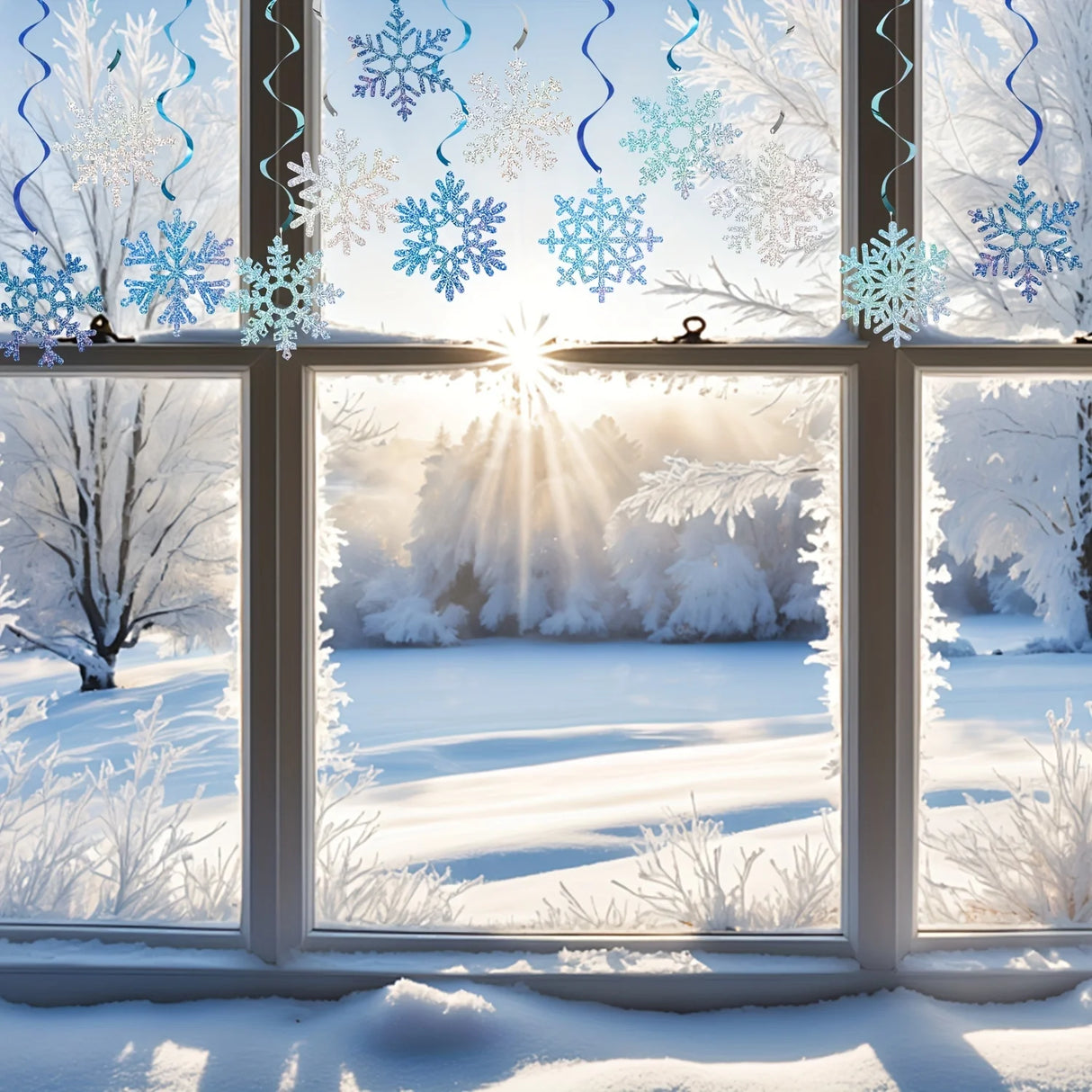 イベント・クリスマス装飾|青銀雪結晶装飾24個セット