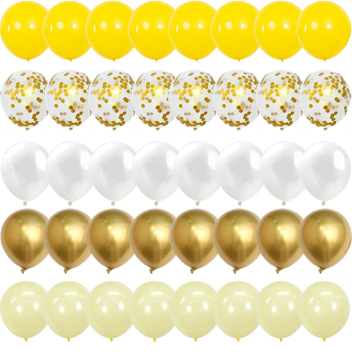 イベント・バルーン装飾|紙吹雪入り・イエローミックスバルーンセット(40個)