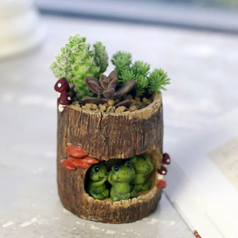 かわいい小動物ファミリーハリネズミクマカエルの置物樹脂植木鉢ホームガーデンデスクトップ植木鉢多肉植物盆栽植物デコ