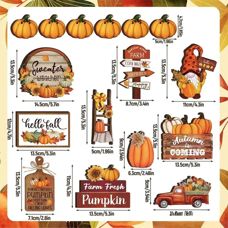 イベント・ハロウィングッズ|秋の木製デスクトップデコレーション