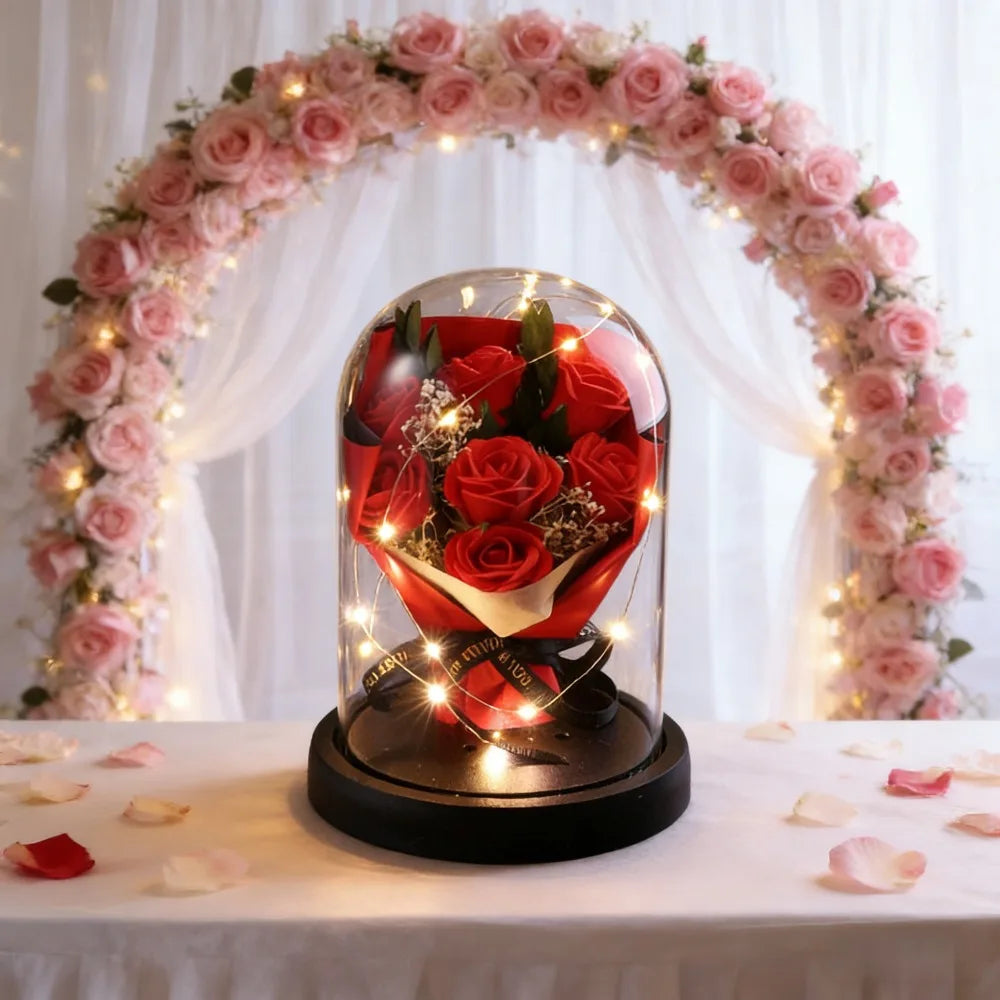 星空ガラスカバーの永遠のバラ