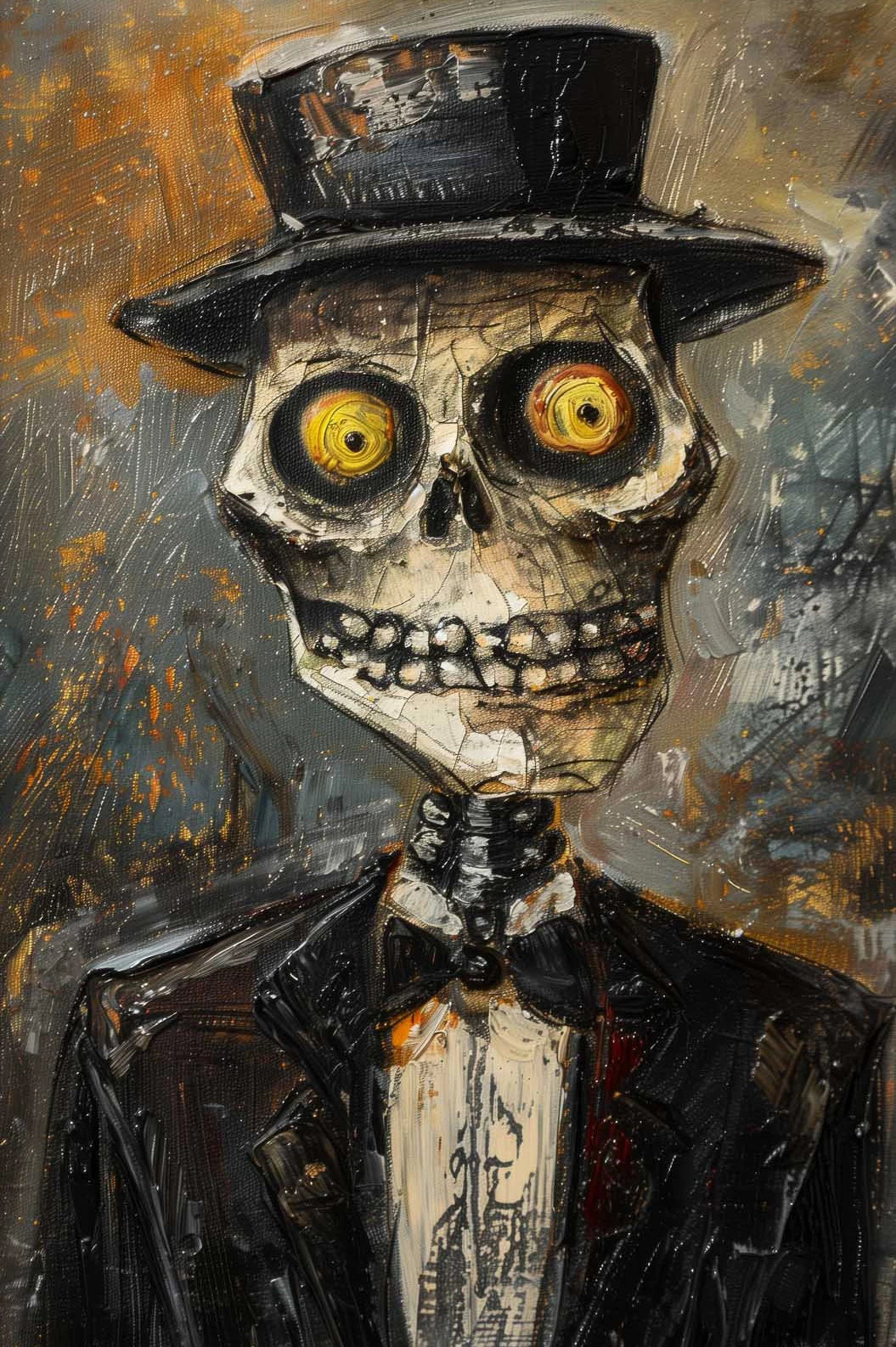 イベント・ハロウィングッズ|不気味な抽象スケルトンキャンバスアート