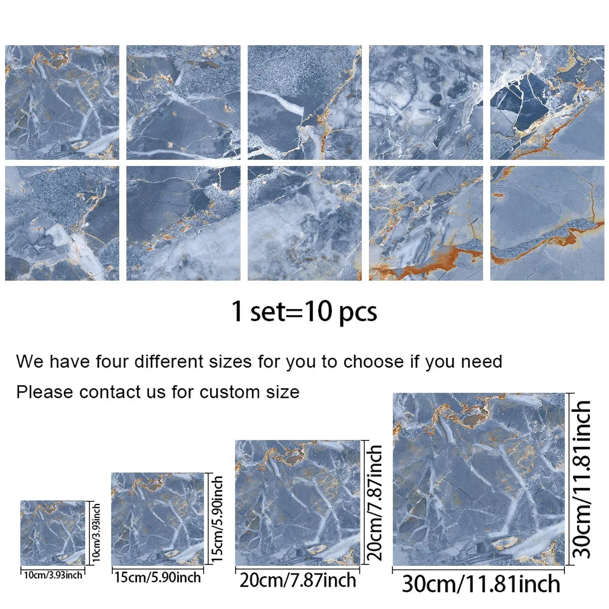 DIYフロアシート 大理石タイル風 ステッカー 10枚入/20枚入 豪華