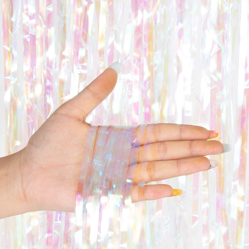 パーティー・インテリア用装飾 キラキラ!オーロラカラーカーテン 光反射