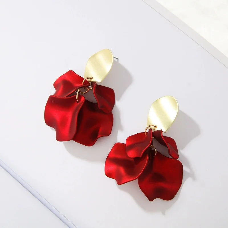 カラフルバラのロングペンダントイヤリング