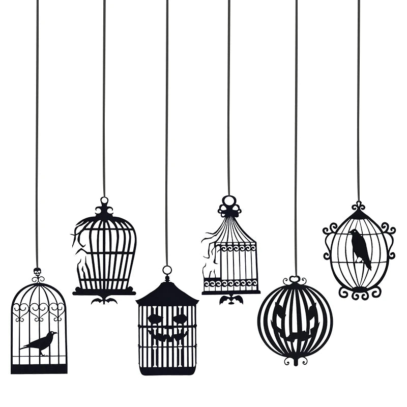 イベント・ハロウィン装飾| ブラックカラス 吊り下げペンダント(6枚セット)